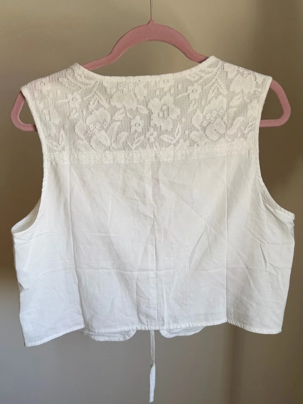 NWT Mustard Seed Embroidered Lace Tie-Front Vest White Size M